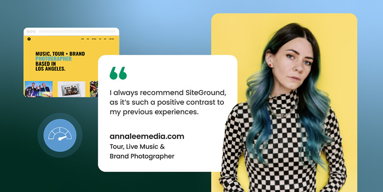 A testimonial featuring a customer quote and website preview.